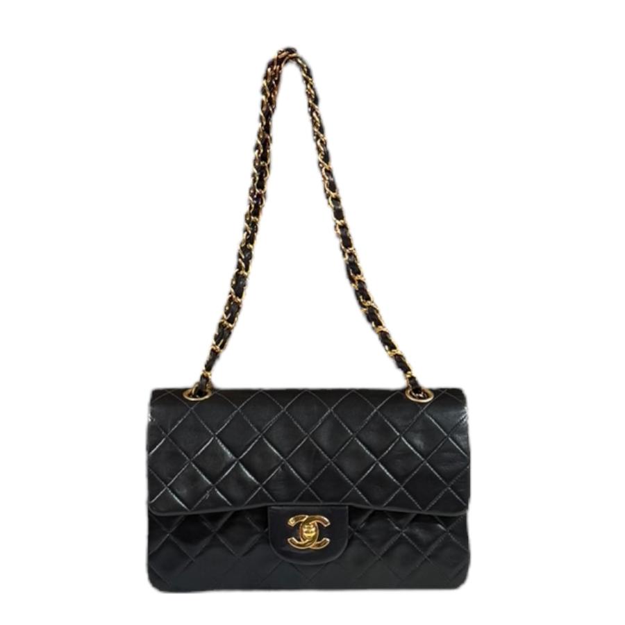 シャネル Wフラップ23 ショルダーバッグ ラムスキン ブラック レディース CHANEL  中古 CHANEL（シャネル） Wフラップ23 ショルダーバッグ ラムスキン