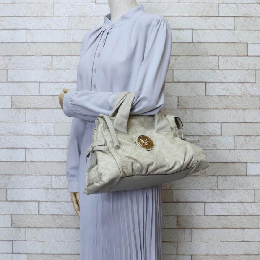 ✨美品 GUCCI レザー ヒステリア クレスト GG シマ ハンドバッグ GUCCI（グッチ） ヒステリア グッチシマ ハンドバッグ レザー 197020