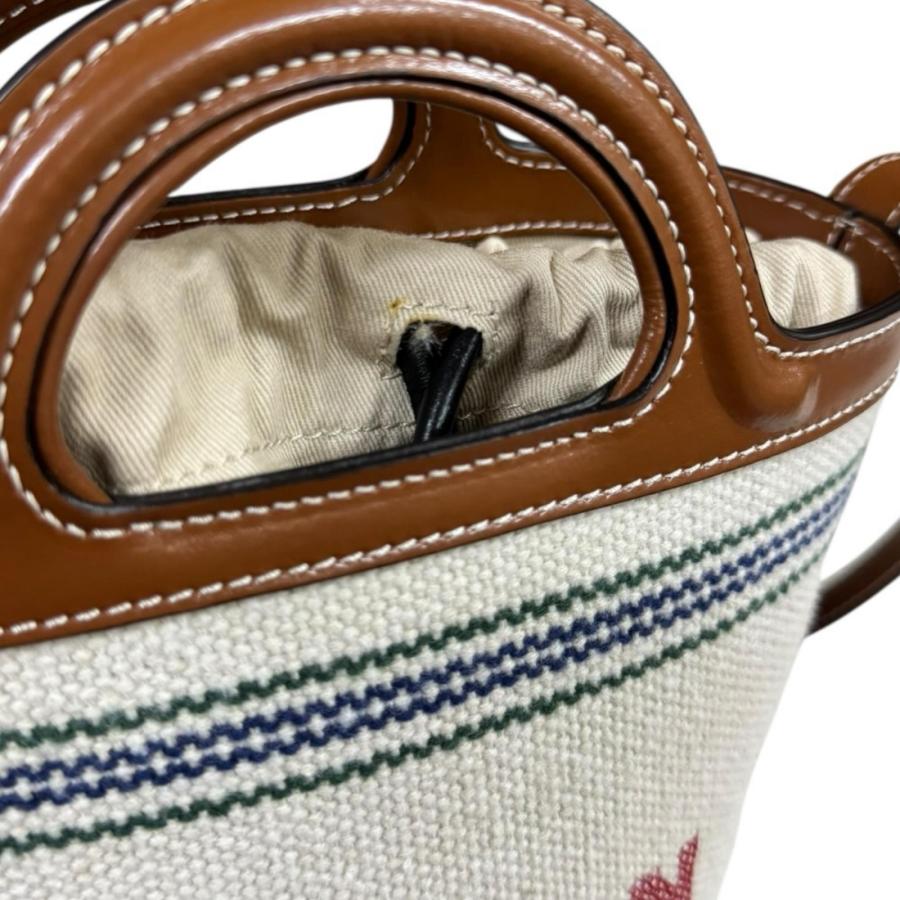 マルニ スモールバケットバッグ トロピカリア ショルダーバッグ キャンバス SCMP0056U2 ブラウン レディース MARNI  中古 MARNI（マルニ） スモールバケットバッグ トロピカリア ショルダー