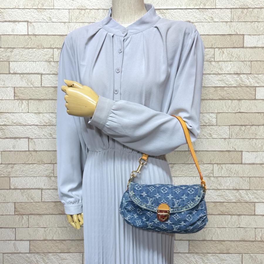 LOUIS VUITTON モノグラムデニム ミニプリーティ ハンドバッグ