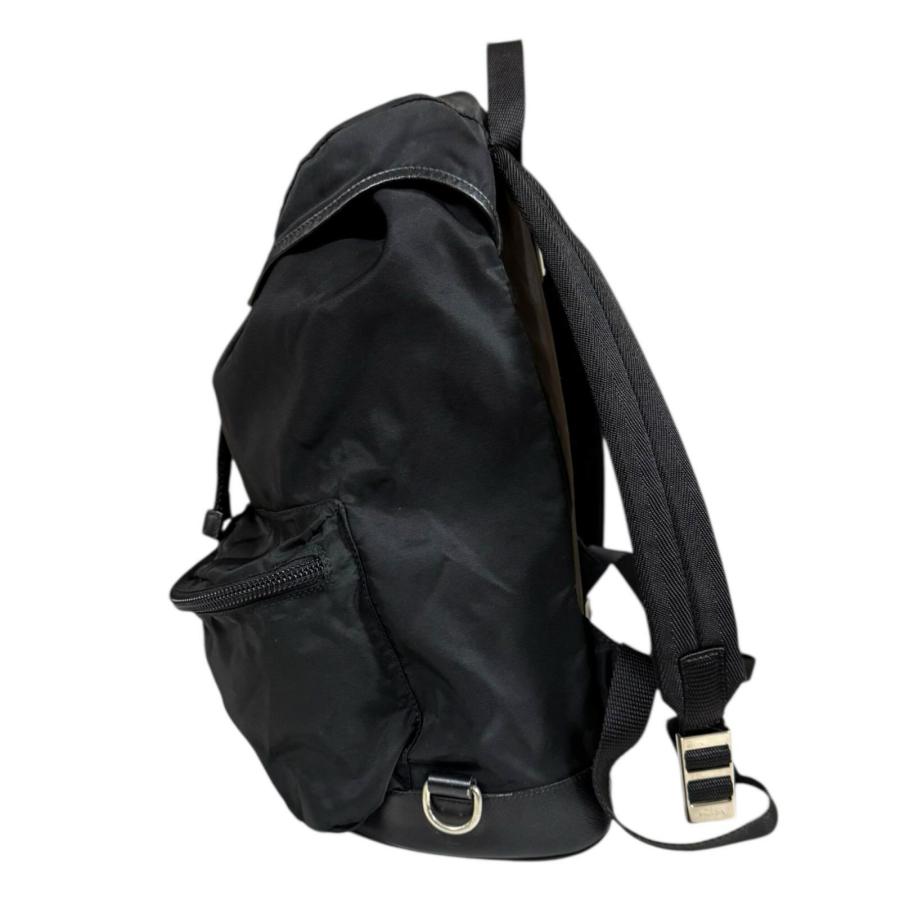 PRADA プラダ ナイロン レザー リュックサック 三角ロゴ黒 V164 PRADA（プラダ） リュック・デイパック ナイロン V164 メンズ 中古