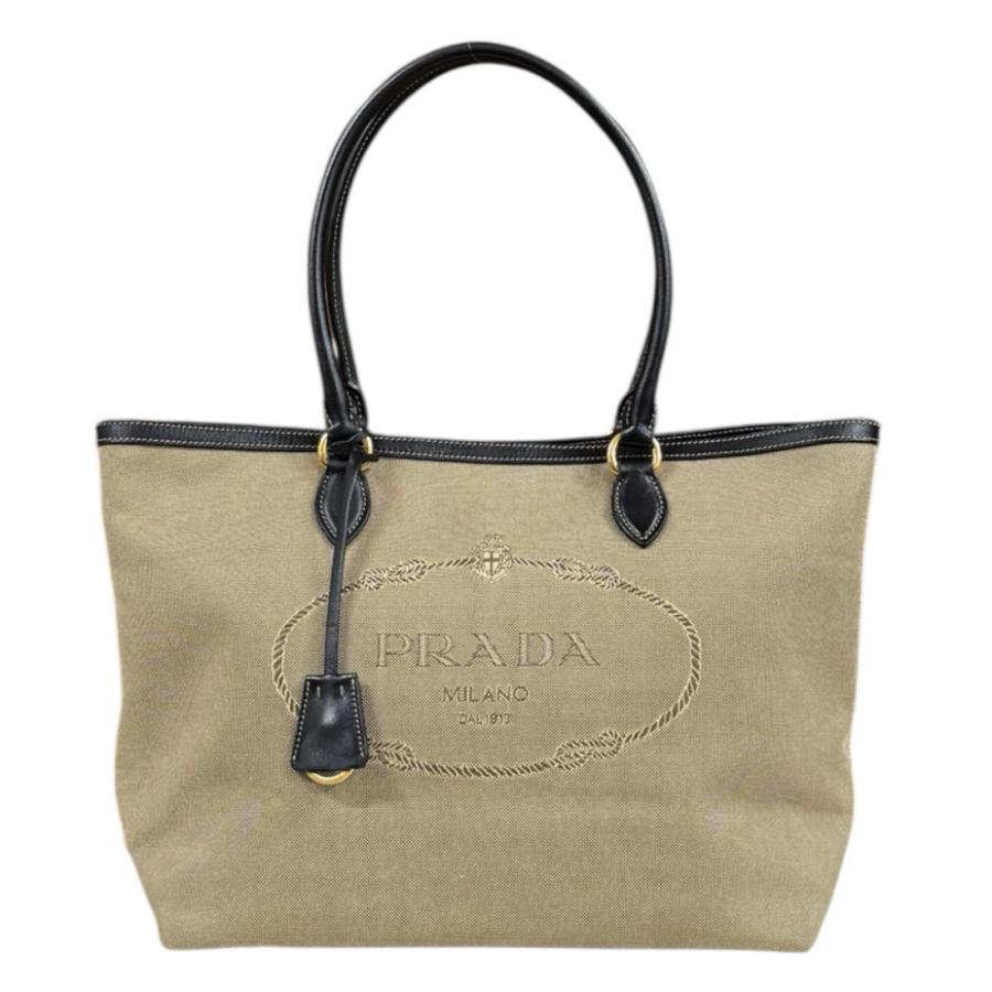 PRADA（プラダ） ロゴ ジャガード トートバッグ キャンバス 1BG158