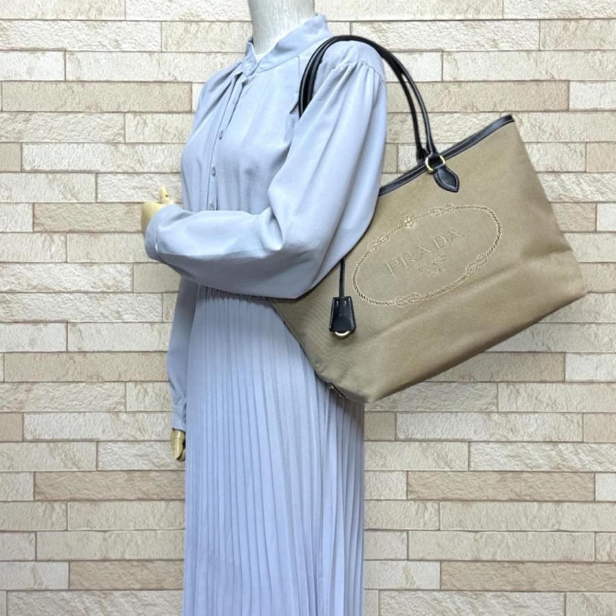 PRADA（プラダ） ロゴ ジャガード トートバッグ キャンバス 1BG158