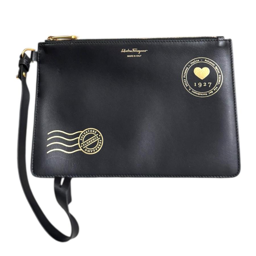 サルヴァトーレフェラガモ ガンチーニ トートバッグ レザー ブラック