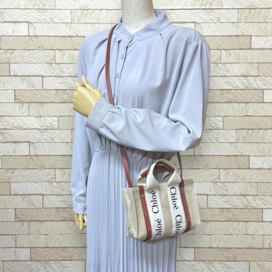 Chloe（クロエ） ミニトート ウッディ ショルダーバッグ キャンバス