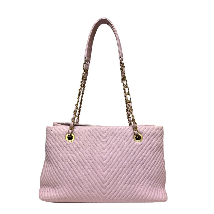 CHANEL（シャネル） Vステッチ ショルダーバッグ レザー ピンク