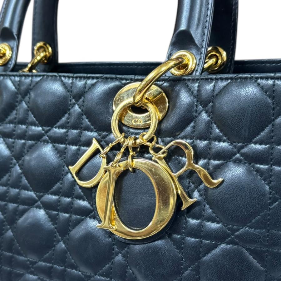 ディオール レディディオール ラージ カナージュ ハンドバッグ レザー