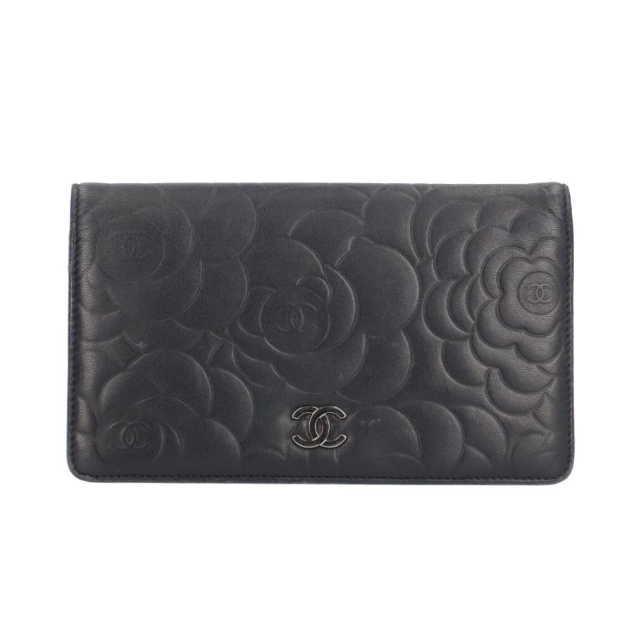 CHANEL（シャネル） カメリア ココマーク 二つ折り財布 ラムスキン 
