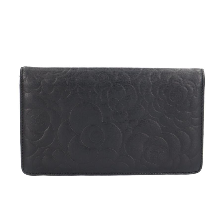 シャネル カメリア ココマーク 二つ折り財布 ラムスキン A36544 レディース CHANEL  中古 シャネル カメリア ココマーク 二つ折り財布 ラムスキン A36544