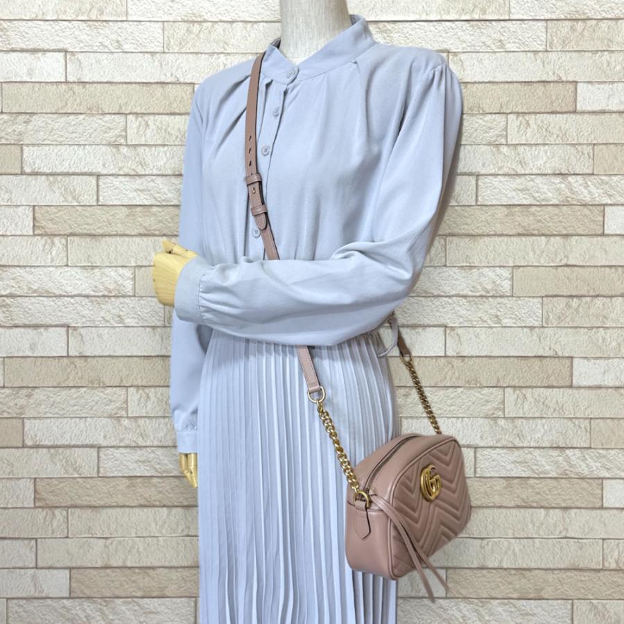 GUCCI グッチ GGマーモント ショルダーバッグ レザー 447632 ベージュ 