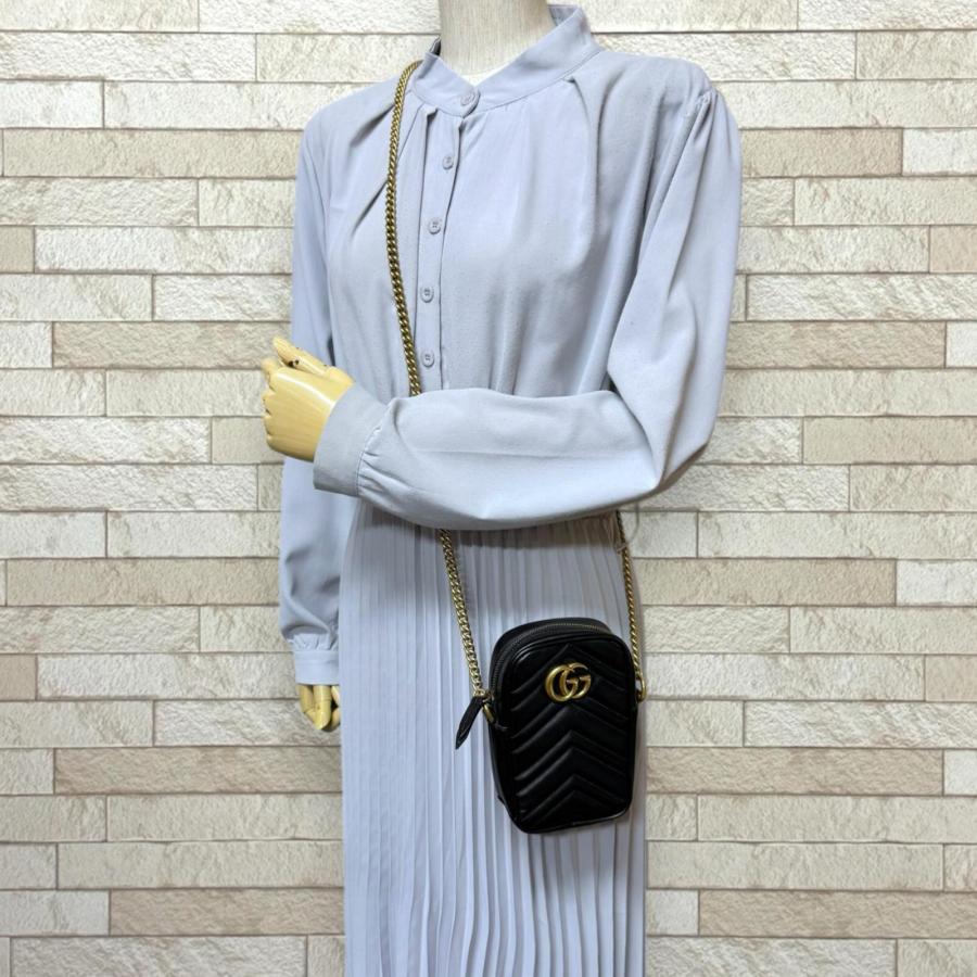GUCCI（グッチ） GGマーモント ショルダーバッグ レザー 598597