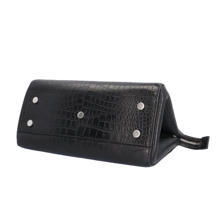 サンローラン クロコ調 カバ・リヴゴーシュ ショルダーバッグ レザー