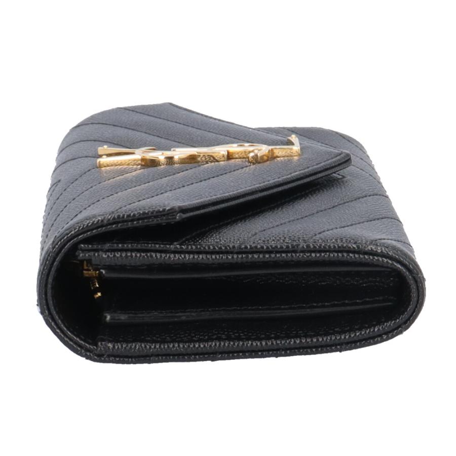 イヴ・サンローランYSL 黒 レザー 長財布 ゴールドジッパー サンローラン SAINT LAURENT 二つ折り長財布 レディース 長財布