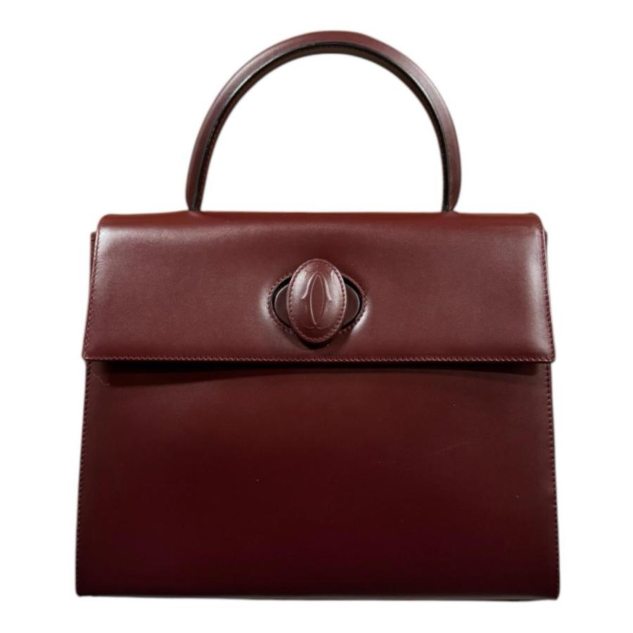 【美品】 カルティエ マストライン Cホック ハンドバッグ カード 保存袋付き Cartier（カルティエ） マスト ドゥ マストライン ハンドバッグ レザー