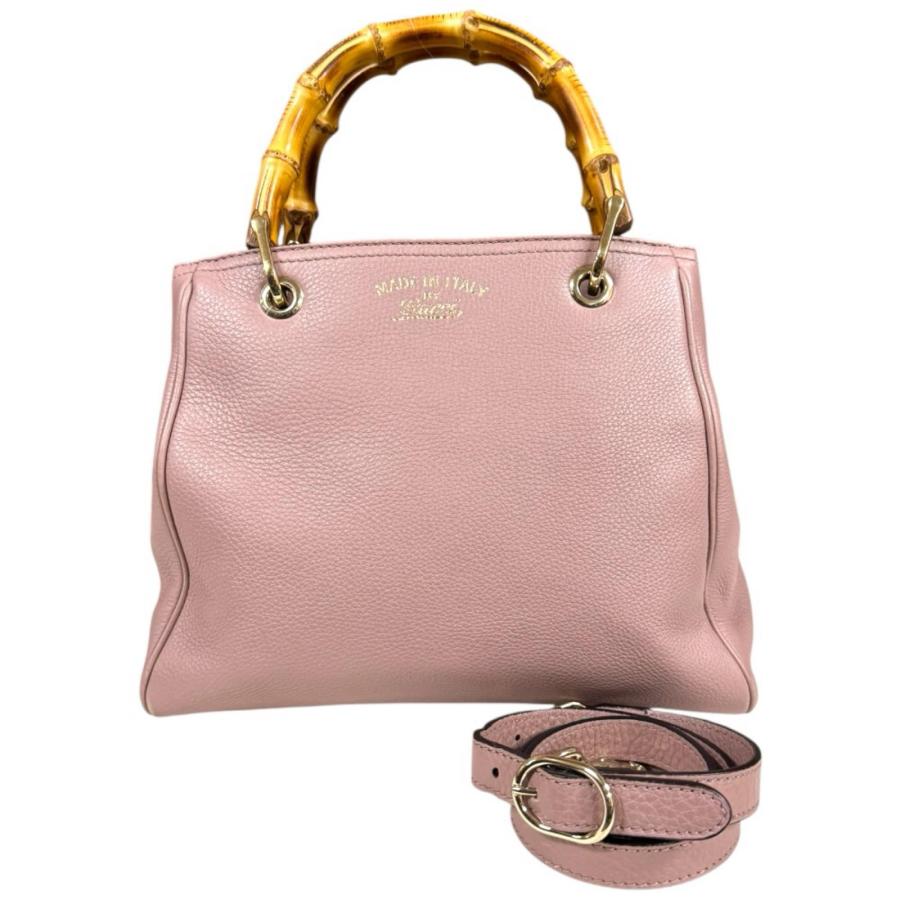 グッチ バンブー ショルダーバッグ レザー 336032 ピンク レディース GUCCI  中古 GUCCI（グッチ） バンブー ショルダーバッグ レザー 336032 ピンク