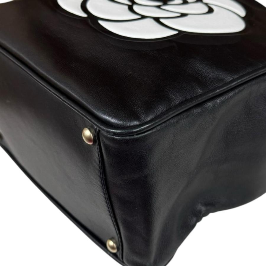 シャネル カメリア トートバッグ レザー A20856 ブラック レディース CHANEL 中古の画像