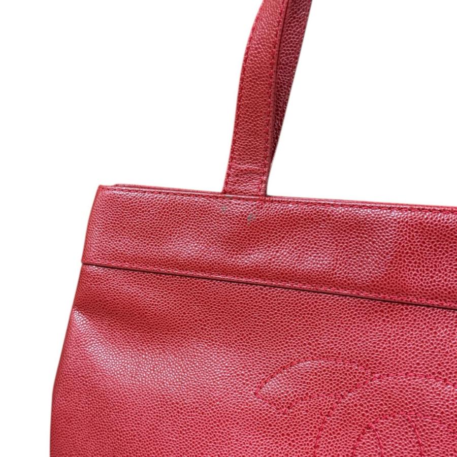CHANEL/シャネル/ヴィンテージ/シリコン/ビニール/トートバック/レッド CHANEL（シャネル） ココマーク トートバッグ キャビアスキン レッド