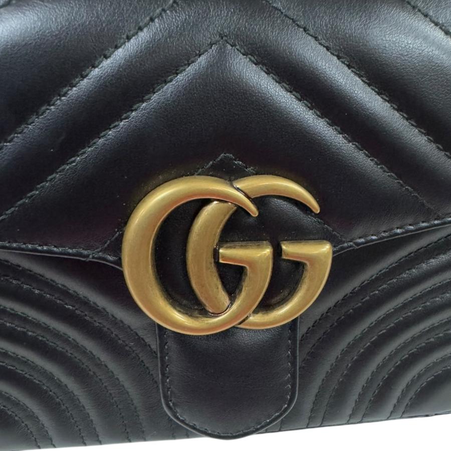 GUCCI マーモント　ミニレザークロスボディバッグ GGマーモント〕ミニ カメラバッグブラックレザー | GUCCI公式