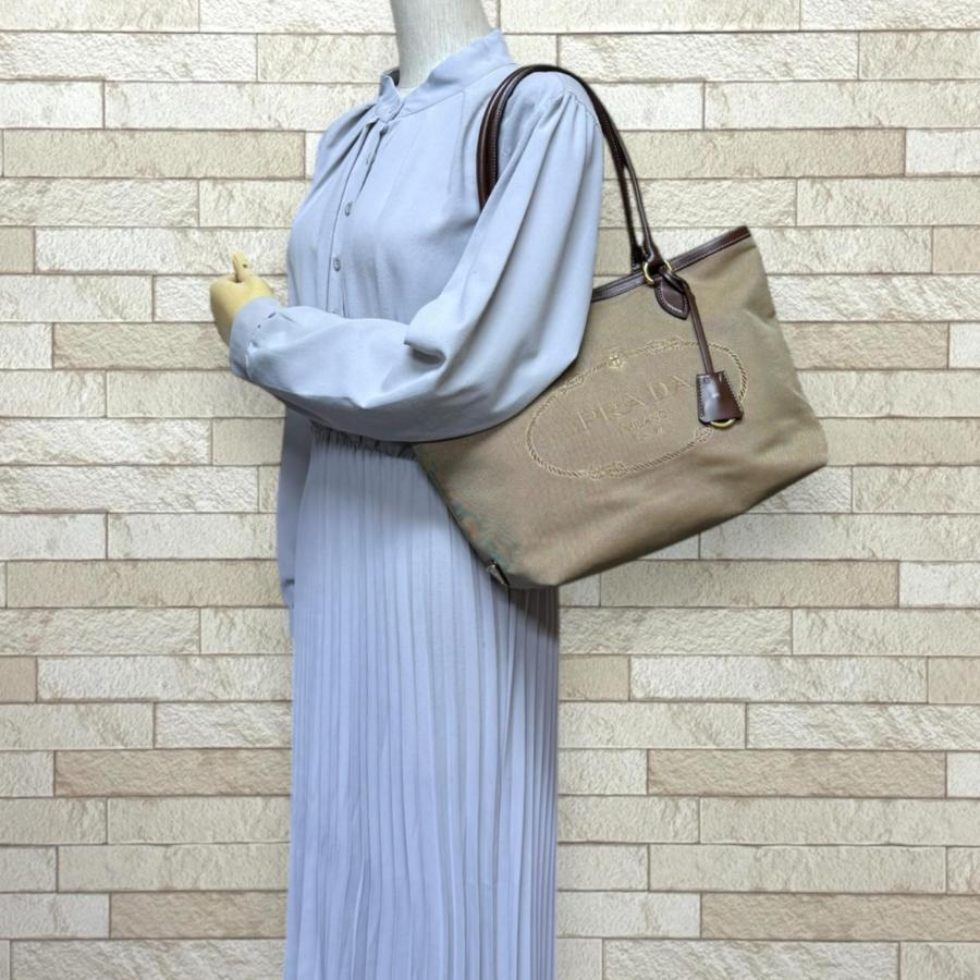 PRADA（プラダ） ロゴ ジャガード トートバッグ キャンバス 1BG159