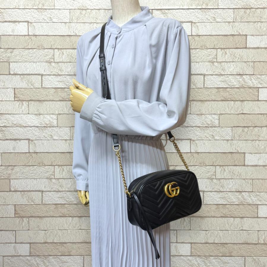 美品 GUCCI GUCCI マーモント パンプス レザー GG ブラック GUCCI（グッチ） GGマーモント ショルダーバッグ レザー 447632