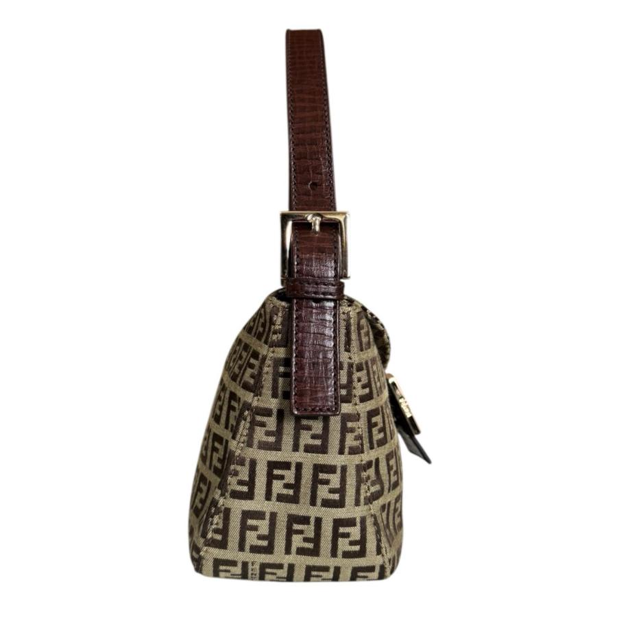 フェンディ マンマバケット ミニ ズッキーノ キャンバス ハンドバッグ ブラウン FENDI（フェンディ） マンマバケット ズッキーノ ハンドバッグ