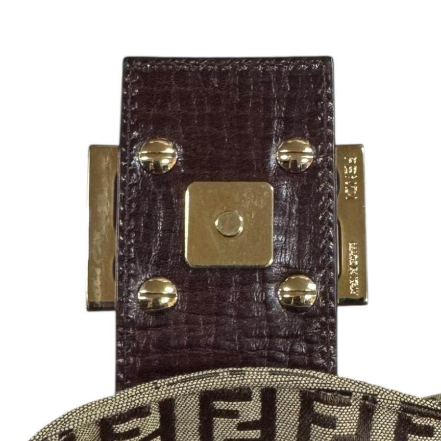 フェンディ マンマバケット ミニ ズッキーノ キャンバス ハンドバッグ ブラウン FENDI（フェンディ） マンマバケット ズッキーノ ハンドバッグ