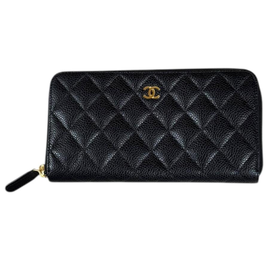 CHANEL【極美品】マトラッセ キャビアスキン キルティング 長財布 美品】CHANEL キャビアスキン 長財布
