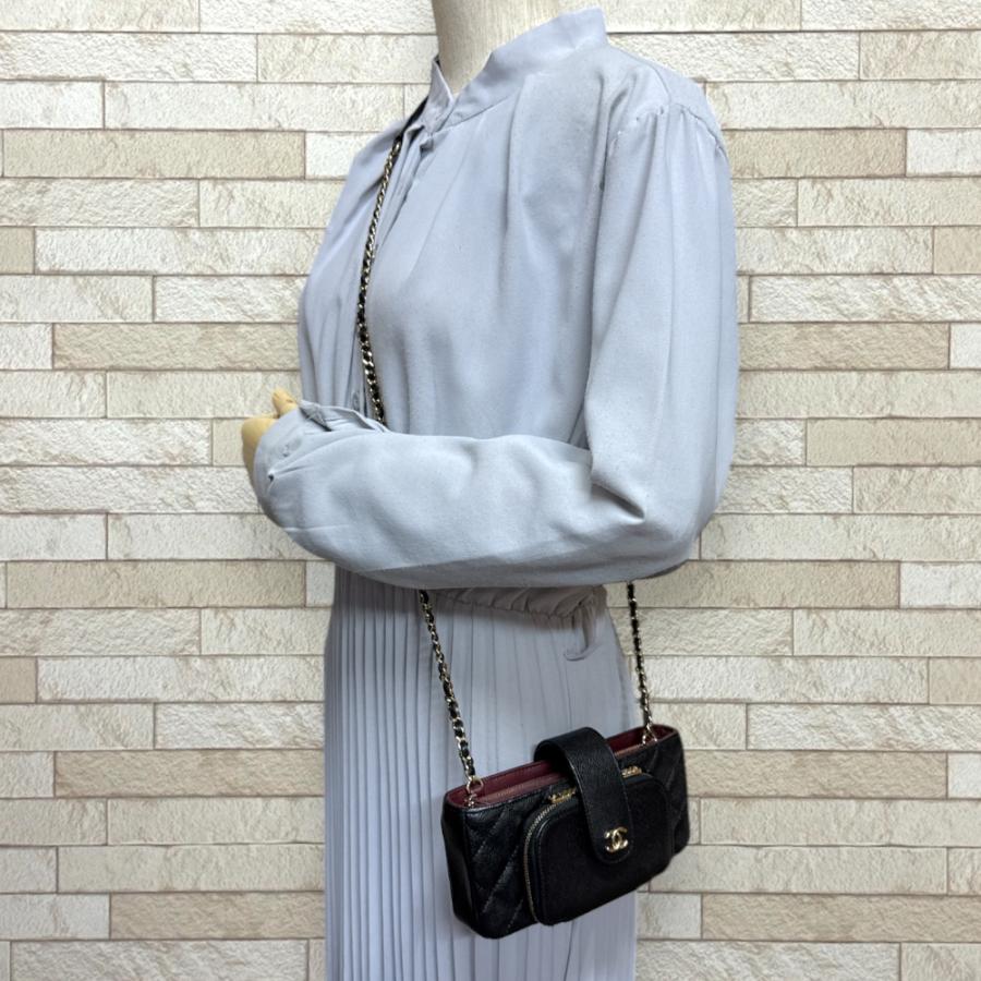 シャネル ショルダーバッグ キャビアスキン AP2916 ブラック レディース CHANEL  中古 CHANEL - シャネル ショルダーバッグ キャビアスキン AP2916 ブラック