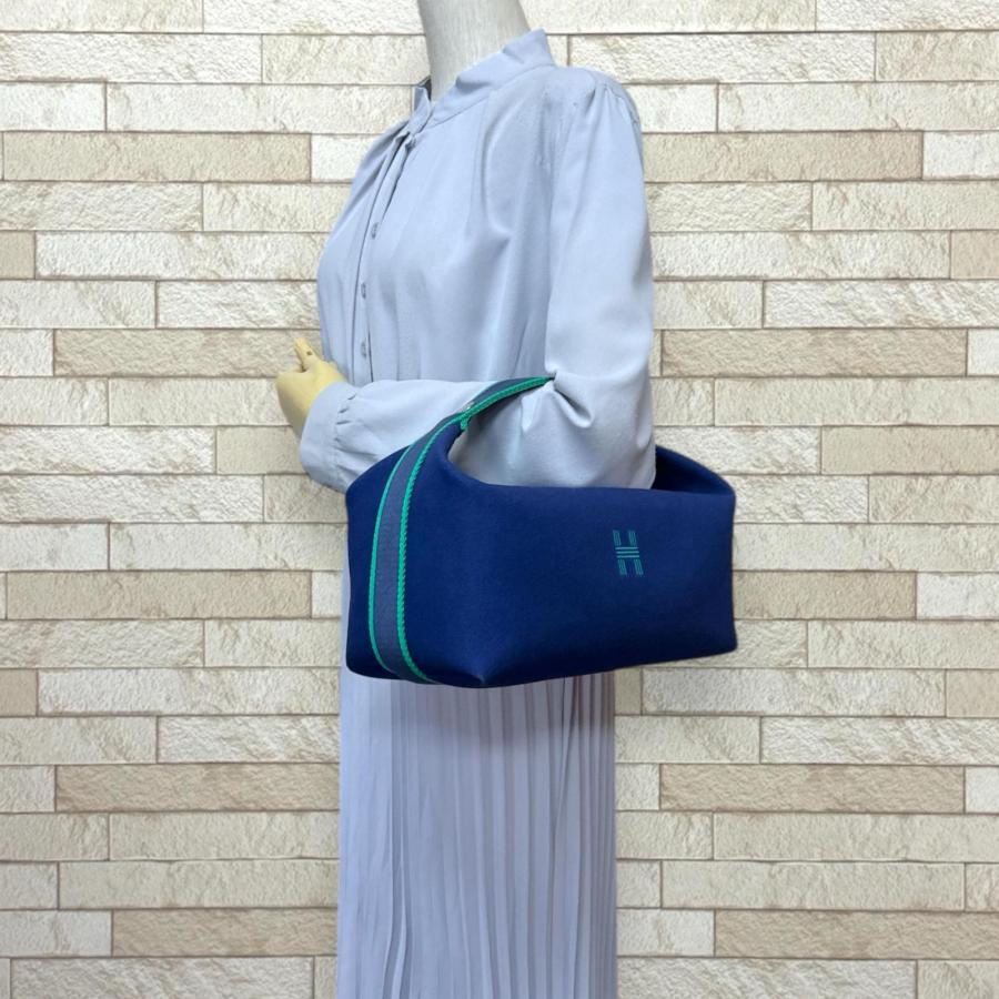 HERMES エルメス ブリッドアブラック キャンバス ポーチ エルメスブリッドアブラック PM 黒 シルバー金具 レディース