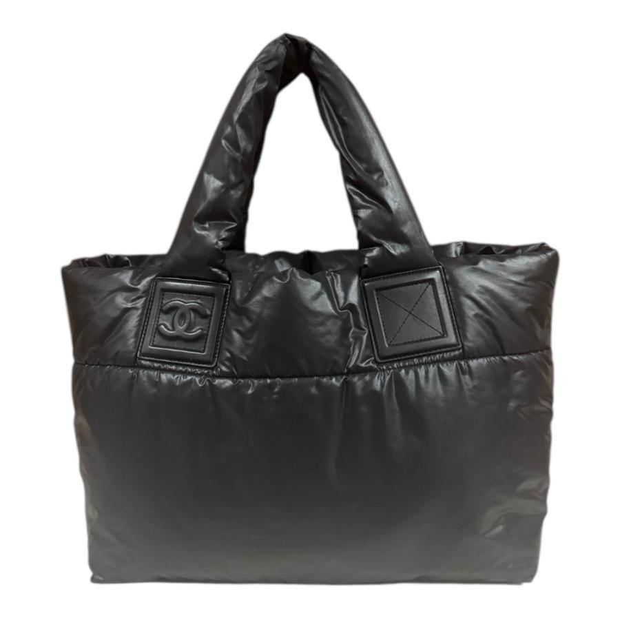 シャネル スモールトートバッグ コココクーン トートバッグ ナイロン A47108 ブラック レディース CHANEL 中古の画像