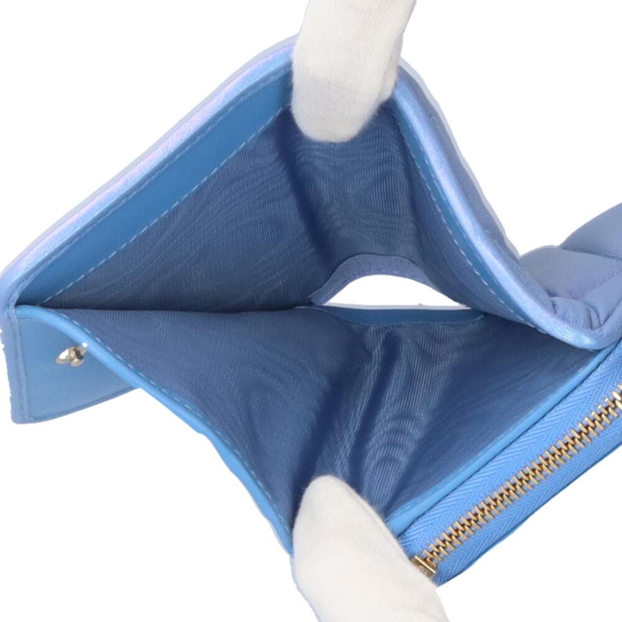 【美品】Gucci GGマーモント 二つ折り財布 水色 GUCCI（グッチ） 財布 レディース 二つ折り アウトレット レザー