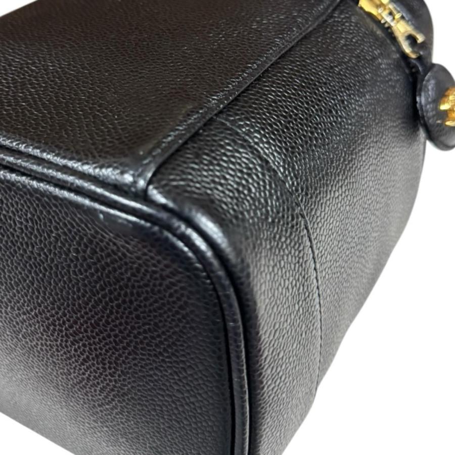シャネル 縦型バニティ ココマーク ハンドバッグ キャビアスキン A01998 ブラック レディース CHANEL 中古の画像