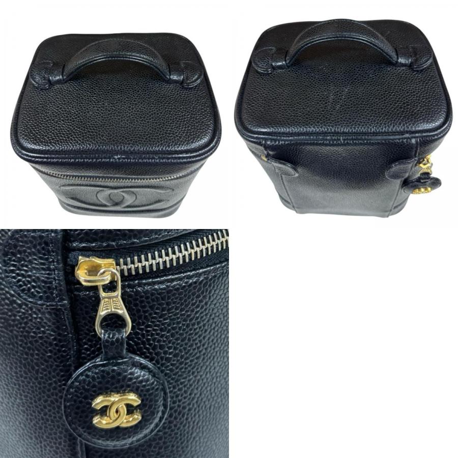 シャネル 縦型バニティ ココマーク ハンドバッグ キャビアスキン A01998 ブラック レディース CHANEL 中古の画像