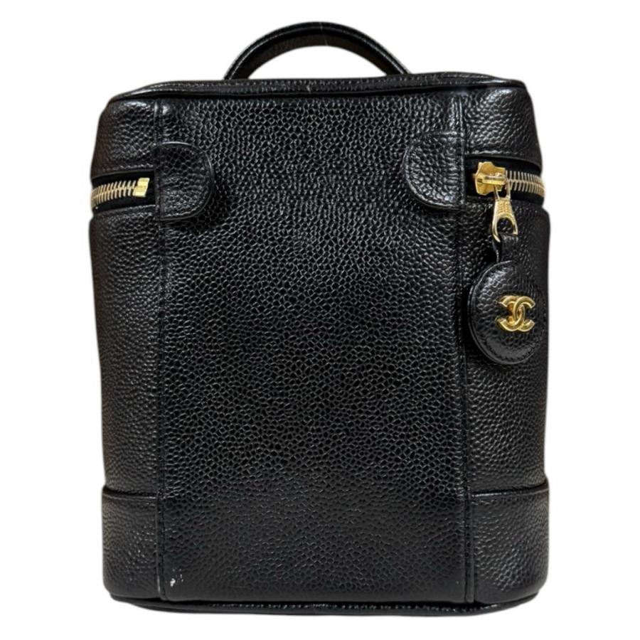 シャネル 縦型バニティ ココマーク ハンドバッグ キャビアスキン A01998 ブラック レディース CHANEL 中古の画像