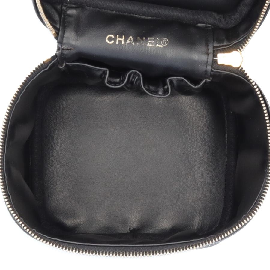 シャネル 縦型バニティ ココマーク ハンドバッグ キャビアスキン A01998 ブラック レディース CHANEL 中古の画像