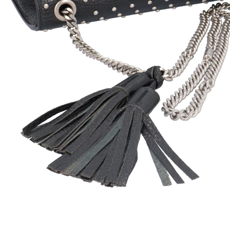 グッチ スタッズ バンブー ショルダーバッグ レザー 387611 ブラック レディース GUCCI  中古 R&Kリサイクルキング GUCCI（グッチ） スタッズ バンブー ショルダーバッグ レザー 387611