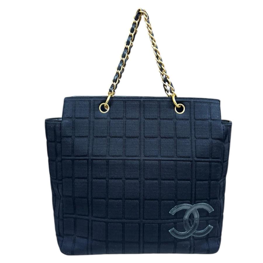 CHANEL（シャネル） チョコバ― トートバッグ コットン ブラック