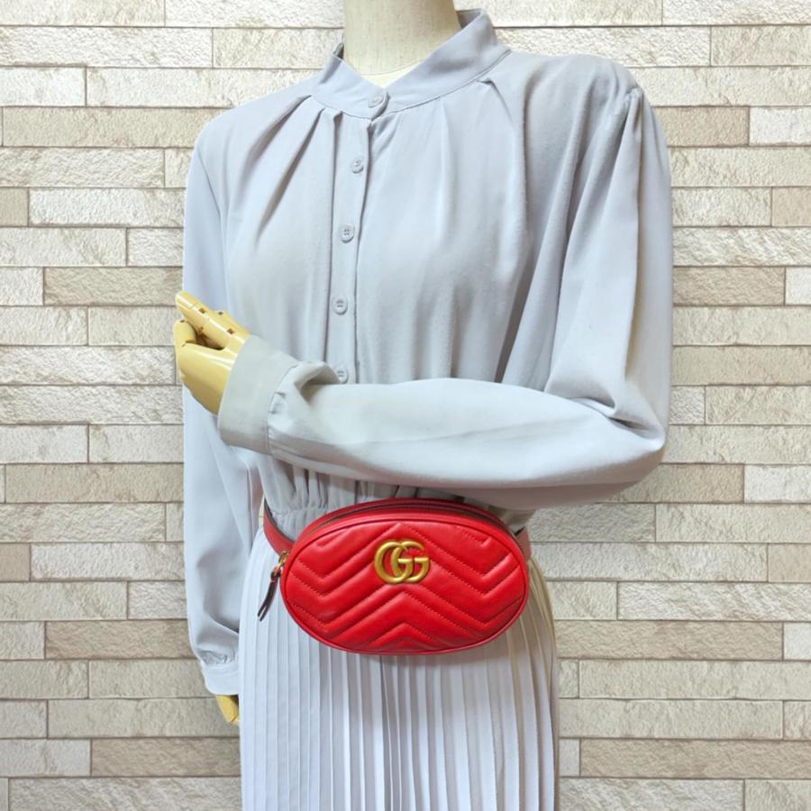 GUCCI（グッチ） GGマーモント ウエストバッグ レザー 476434 レッド