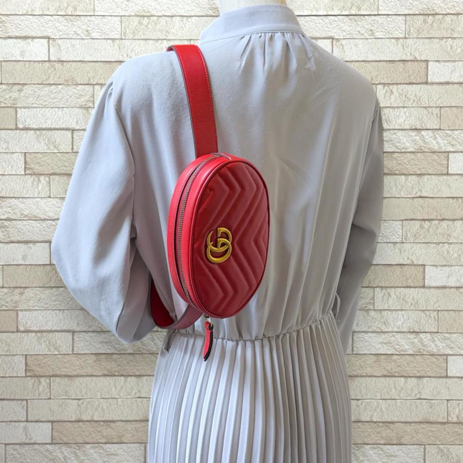 GUCCI（グッチ） GGマーモント ウエストバッグ レザー 476434 レッド