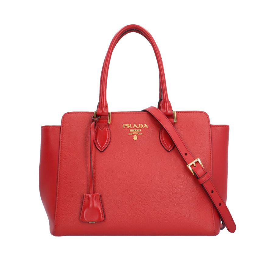 ！新品同然！　PRADA プラダ　サフィアーノ　赤　レッド PRADA プラダ サフィアーノ ショルダーバッグ カーフ 1BA189