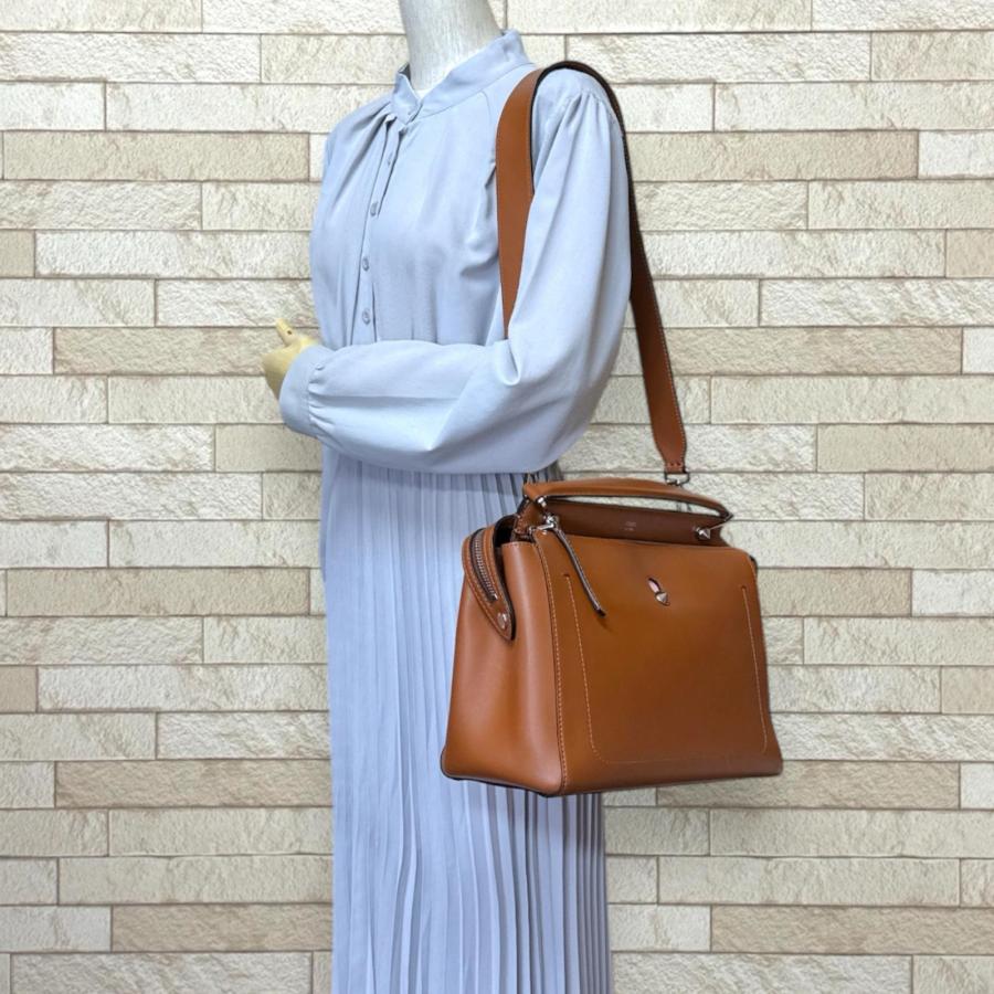 フェンディ ドットコム ショルダーバッグ レザー 8BN293 ブラウン レディース FENDI  中古 FENDI（フェンディ） ドットコム ショルダーバッグ レザー 8BN293