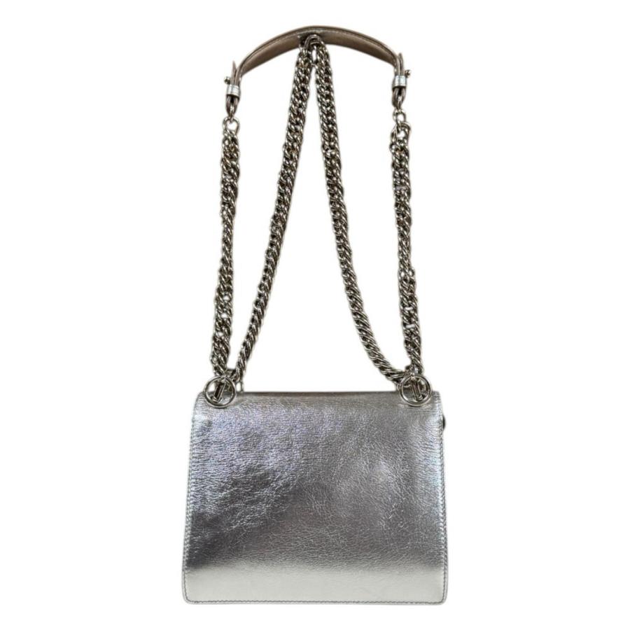 フェンディ キャナイ ミニ ショルダーバッグ レザー 8M0381 シルバー レディース FENDI  中古 FENDI（フェンディ） キャナイ ミニ ショルダーバッグ レザー 8M0381