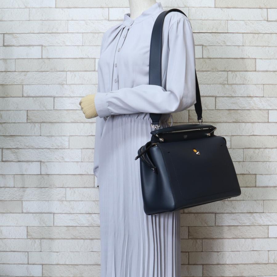 フェンディ ドットコム ショルダーバッグ レザー 8BN293 ネイビー レディース FENDI  中古 FENDI（フェンディ） ドットコム ショルダーバッグ レザー 8BN293