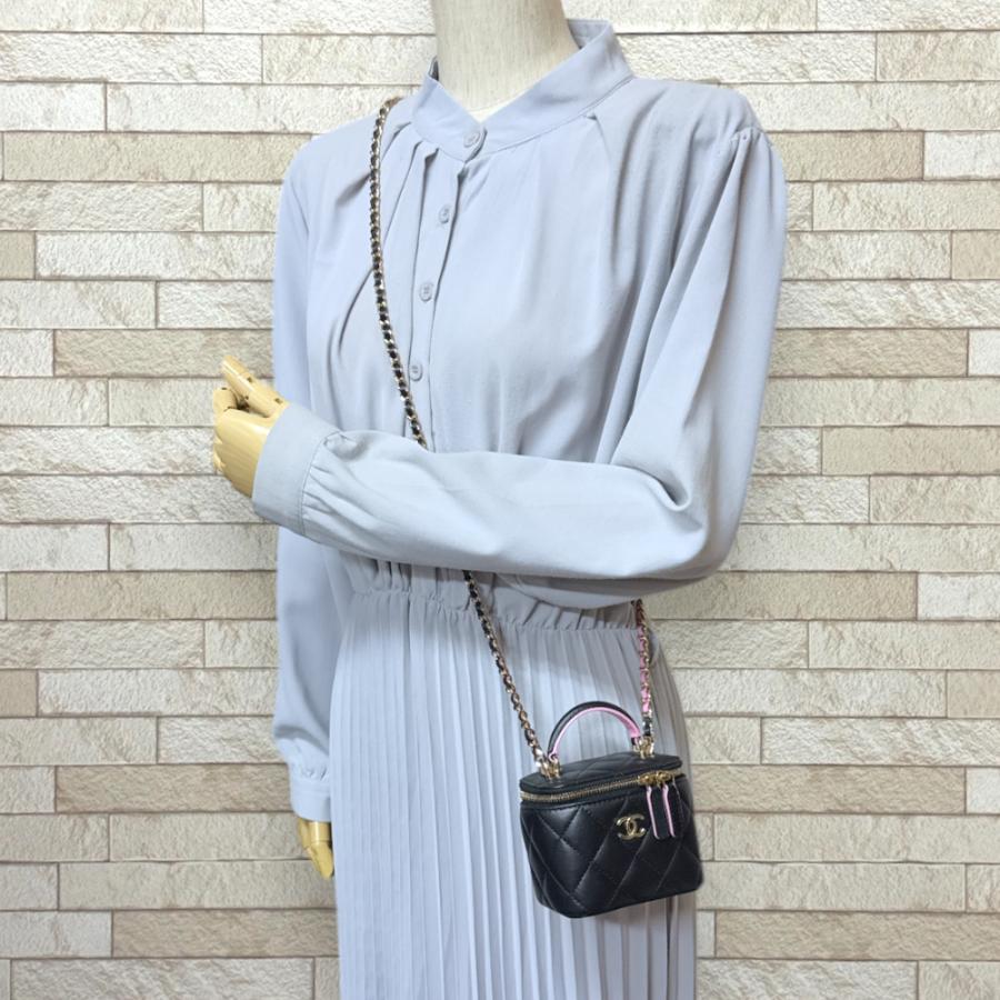 シャネル スモールバニティバッグ シャネルスモールバニティバッグ ベージュ/黒 ゴールド金具 レディース