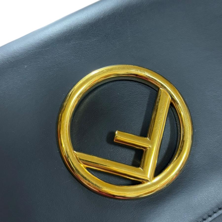 フェンディ ミニ キャナイ エフ ショルダーバッグ レザー 8BT286 ブラック レディース FENDI  中古 FENDI（フェンディ） ミニ キャナイ エフ ショルダーバッグ レザー