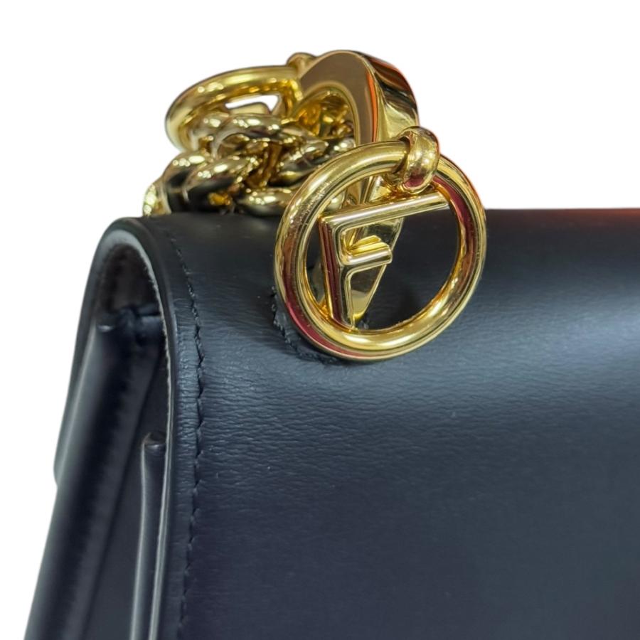 フェンディ ミニ キャナイ エフ ショルダーバッグ レザー 8BT286 ブラック レディース FENDI  中古 FENDI（フェンディ） ミニキャナイ エフ ショルダーバッグ レザー