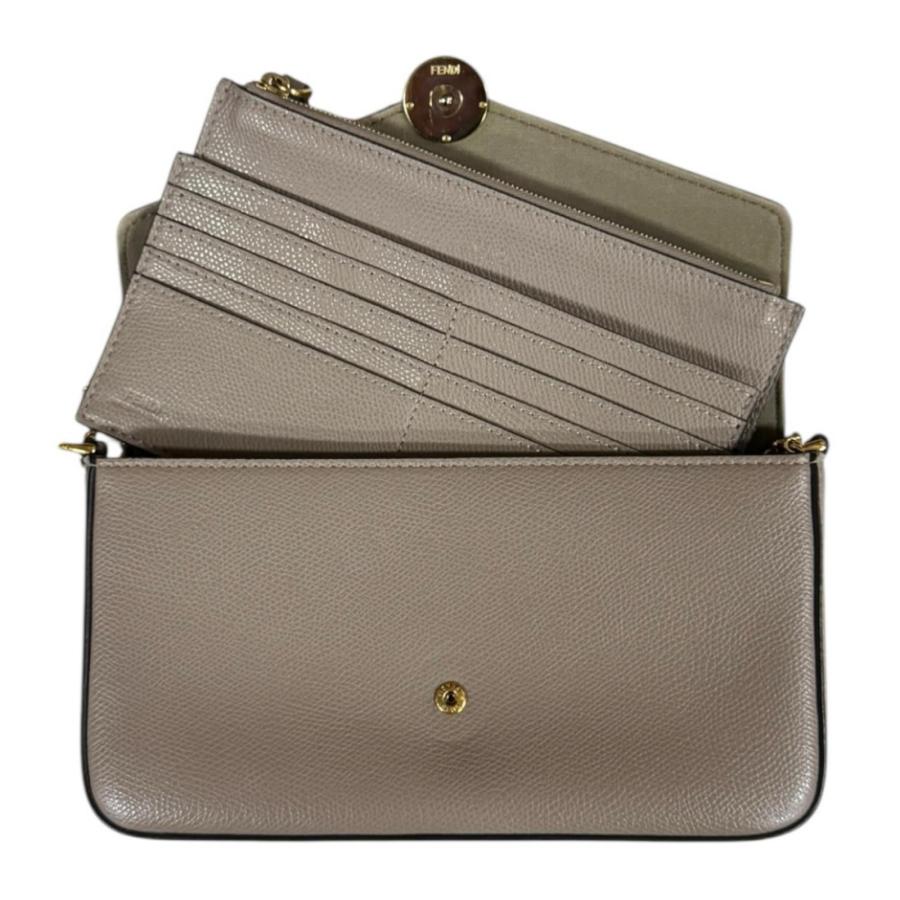 フェンディ エフイズ ショルダーバッグ カーフ 8BS032 ベージュ レディース FENDI  中古 FENDI（フェンディ） エフイズ ショルダーバッグ カーフ 8BS032