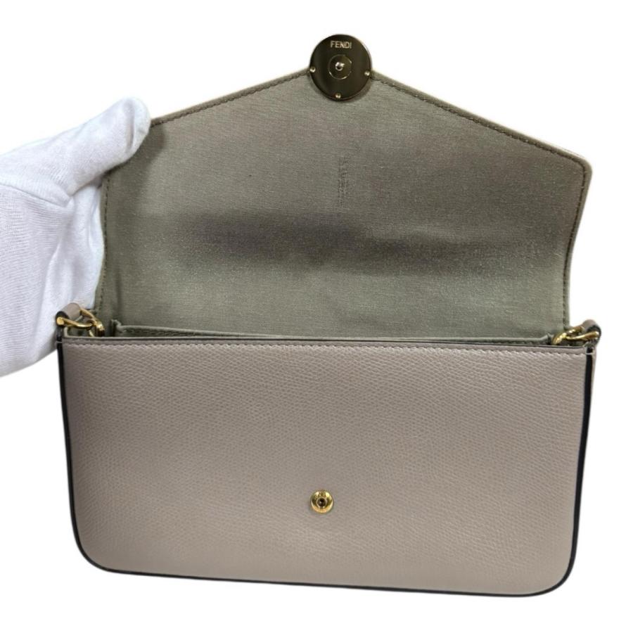 フェンディ エフイズ ショルダーバッグ カーフ 8BS032 ベージュ レディース FENDI  中古 FENDI（フェンディ） エフイズ ショルダーバッグ カーフ 8BS032