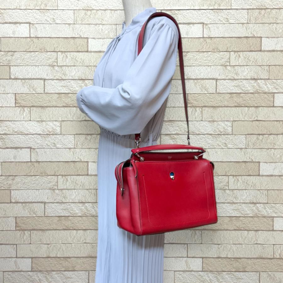 フェンディ ドットコム ショルダーバッグ レザー 8BN293 レッド レディース FENDI  中古 FENDI（フェンディ） ドットコム ショルダーバッグ レザー 8BN293
