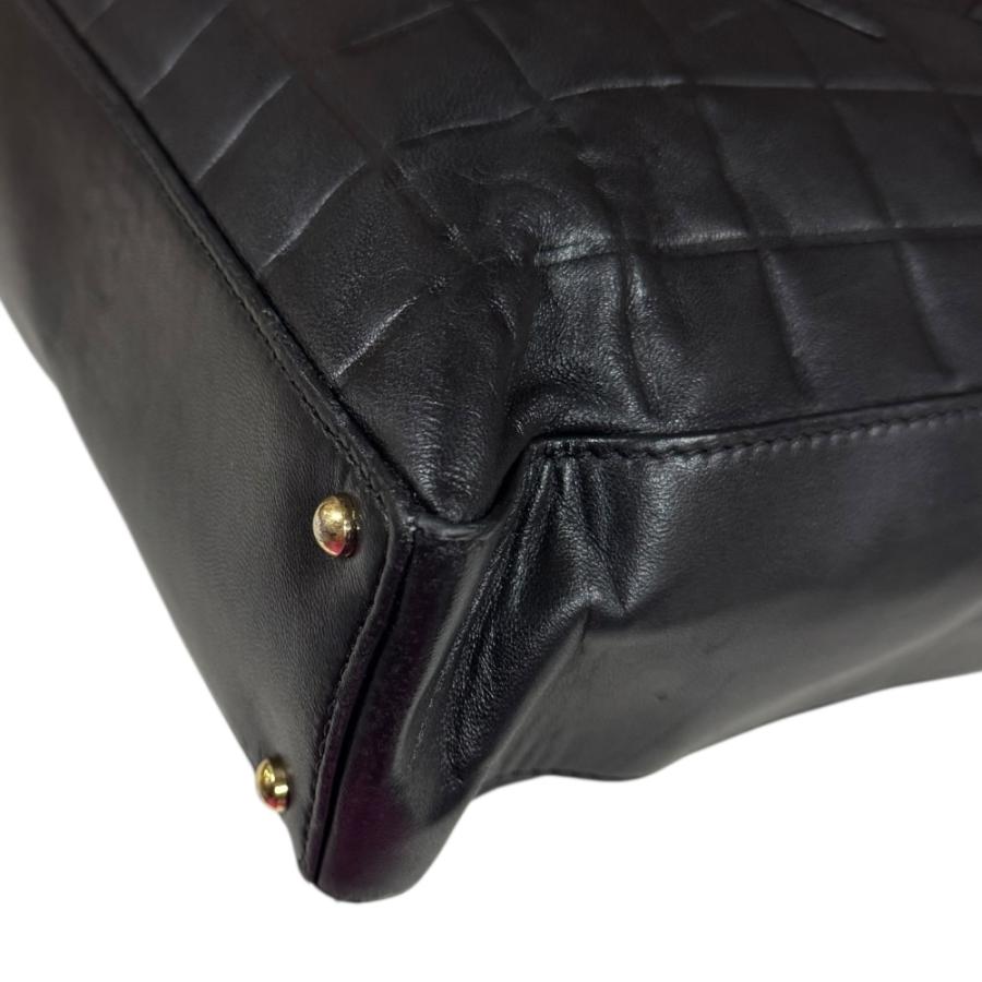 CHANEL シャネル チョコバー トートバッグ ラムスキン ブラック